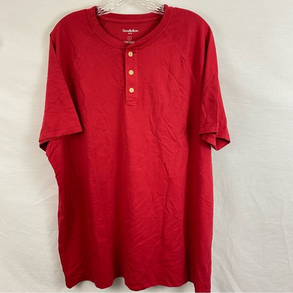 Goodfellow Henley Shirt Men's Extra Large Regular Fit Short Sleeve Red New - Picture 7 of 8